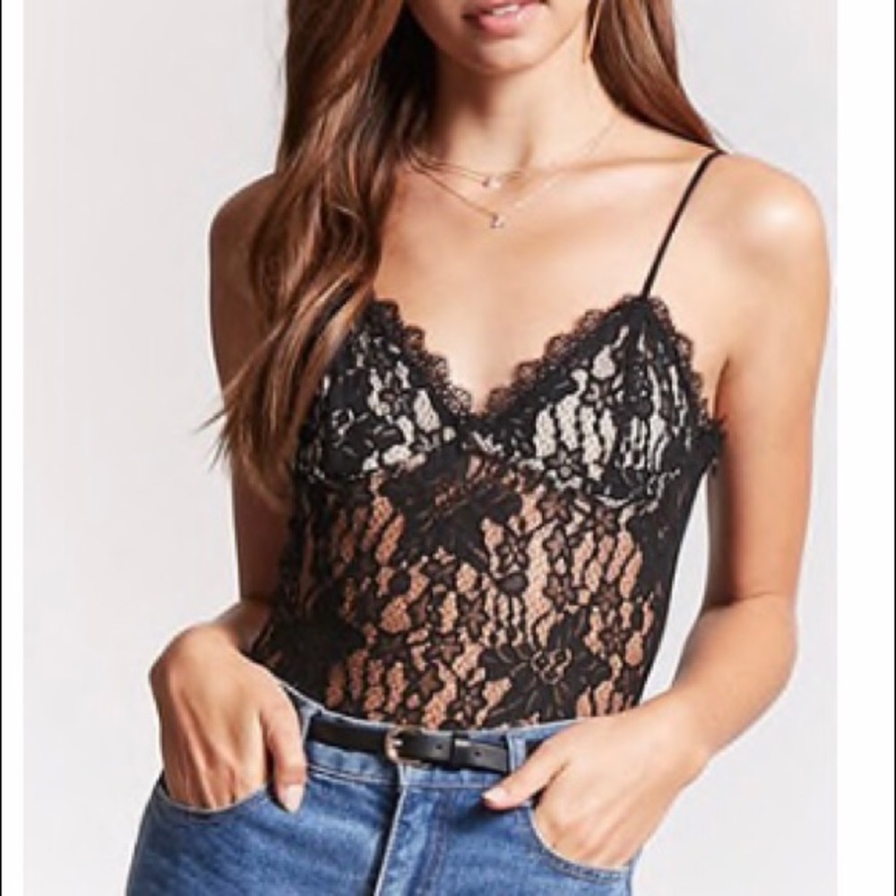 Sheer Lace Cami Bodysuit